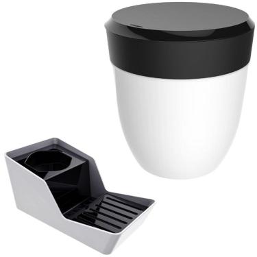 Imagem de Kit Organizador De Pia Porta Detergente + Lixeira 2,5 Litros Cozinha - Branco Crippa