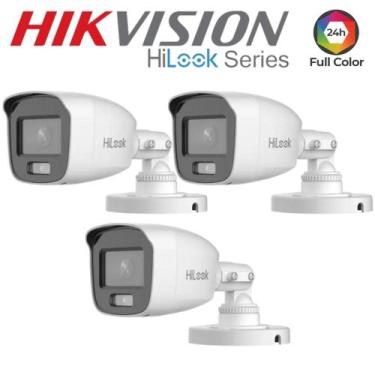 Imagem de Kit 3 Camera De Segurança Hilook Hikvision Colorvu Full Hd 1080P Color
