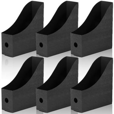 Imagem de 6 peças porta-arquivos de revistas, suporte de arquivo vertical, capacidade, armazenamento de documentos, caixa organizadora de plástico para revistas, caixa de armazenamento de revistas