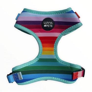 Imagem de LuvYa Pets Peitoral colorido moderno para cães com estampas unissex (estampa moderna de arco-íris, grande, peito 56-81 cm)