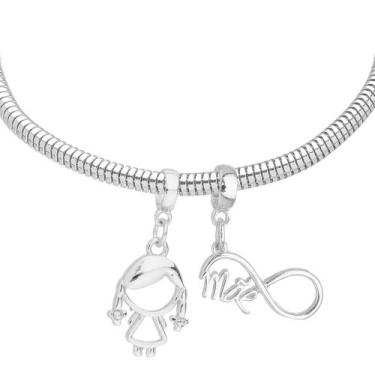 Imagem de Pulseira Mãe e Filha Berloque Banhado a Prata 925 - Work Semijoias, 21