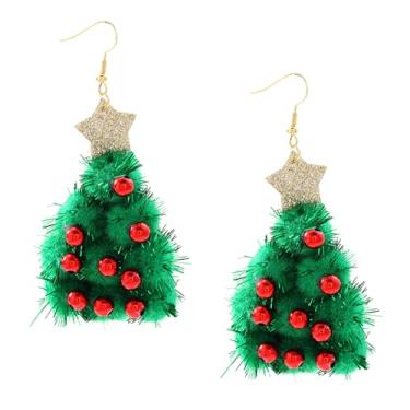 Imagem de Nanafast Brincos de Natal para mulheres, vermelho, verde, árvore de Natal, laço de sino, brincos de argola grande, guirlanda de Natal, joias, presentes de festival, acessório de feriado, Metal, Sem