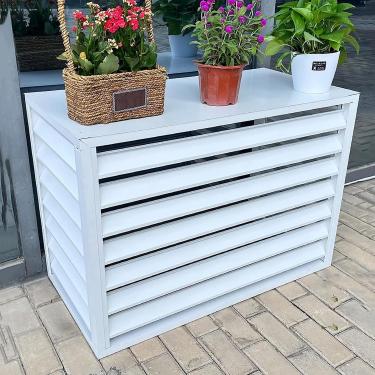 Imagem de Tela de privacidade para cobertura de ar condicionado de cerca externa, tampa de ar condicionado de alumínio para unidades externas, redução de ruído, antirroubo, grades de proteção para bom