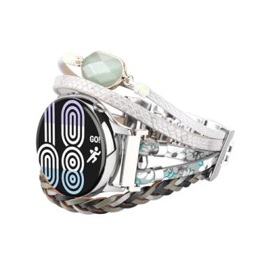 Imagem de CHARMINGO Pulseira de relógio Boho de 20 mm compatível com Samsung Galaxy Watch 7/6/4/5/Active 2 de 40 mm e 44 mm/Galaxy Watch 5 Pro de 45 mm/Watch 3 de 41 mm/Watch 4 Classic de 42 mm e 46 mm, verde