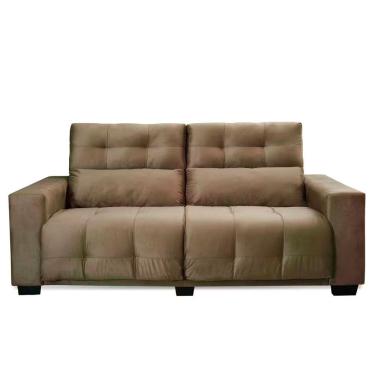 Imagem de Sofá 3 Lugares Hellen Genebra Revestido Em Veludo 206cm Marrom