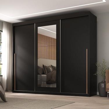 Imagem de Guarda-roupa Casal 3 Portas De Correr E 6 Gavetas Spazio Preto