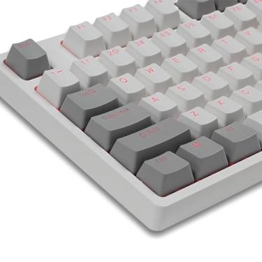 Imagem de Happy Balls – Teclado mecânico PBT retroiluminado com teclado Doubleshot OEM Perfil translúcido Cherry MX com puxador de tecla para teclas 104/87 TKL/60%/108 MX, Gray White Red Combo