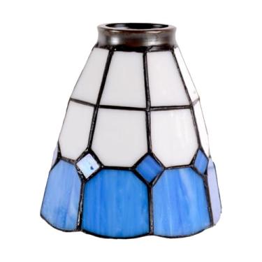 Imagem de Gralara Abajur de vitral, arandelas de parede, abajur para soquetes E27, substituição de de teto para sala de jantar, festa, hotel, Branco Azul