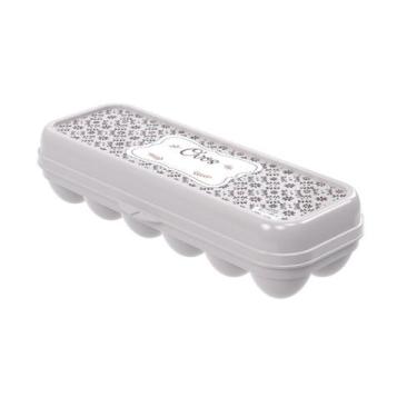 Imagem de Porta Ovos Geladeira Cartela Com Fechamento Tampa Plástico Decorado Pl