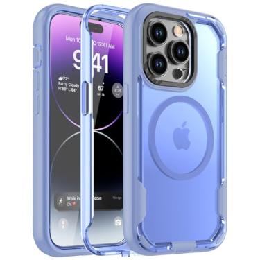 Imagem de Janmitta Capa para iPhone 14 Pro, compatível com MagSafe, 3 em 1, capa à prova de quedas de grau militar, capa traseira fosca antipoeira e arranhões, lavanda