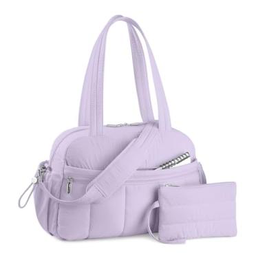 Imagem de TOPDesign Bolsa esportiva de viagem para mulheres, bolsa de ginástica acolchoada com bolso molhado, para viagem de fim de semana com manga de bagagem, Roxo claro, Large, Casual