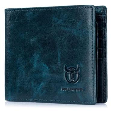 Imagem de Carteira RFID BULLCAPTAIN Slim Bifold de couro genuíno masculina