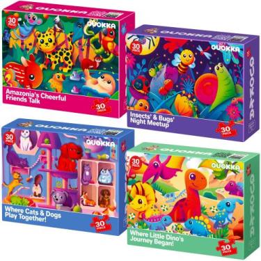 Imagem de Quebra-cabeças QUOKKA 4 x 30 peças para crianças de 3 a 5 anos