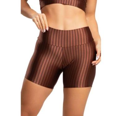 Imagem de Short Fitness Ikat New Zig 3D Vekyo Poliamida Cós Alto Academia Treino