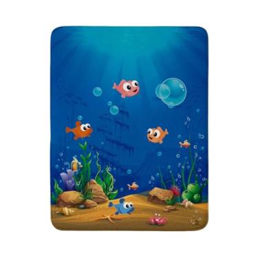 Imagem de Tapete Tatame Antiderrapante Emborrachado Quarto Criança Infantil Decoração Bebe Menino Menina Fundo Mar