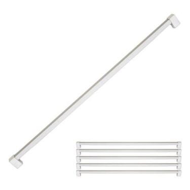 Imagem de Kit 6 Puxador 480mm Plástico Móveis Gaveta Armário Roupeiro Fosco / Cr