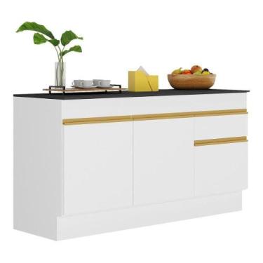 Imagem de Balcão Cozinha Gabinete Pia 150 Cm 3 Portas Gw Mp2107 Branco - MULTIMO