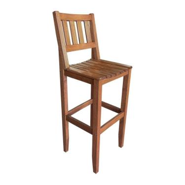 Imagem de Banqueta Alta Confort Com Encosto Madeira Maciça Malbec - Cor: Marrom