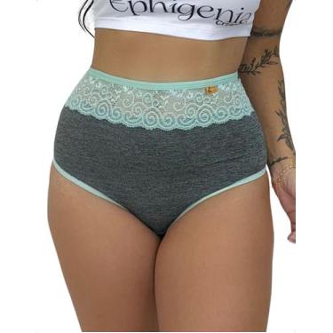 Imagem de Calcinha Suplex Cós Alto Renda Lingerie Conforto Charmosa Elegante Fem