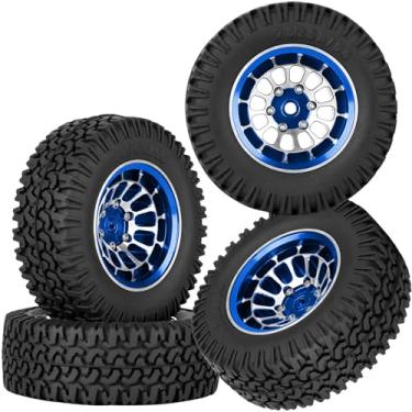 Imagem de hopsupRC 1.55 RC Tires for 1/10 D90 TF2 Tamiya CC01 CC02 LC70 LC80 RC Crawler Car.Aluminium RC Truck Tires Highway Tires 1.55" RC Wheels and Tires 1.55 Beadlock Wheel Rim RC Tires,Navy Blue