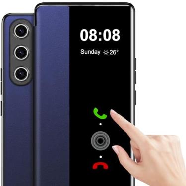 Imagem de Capa flip de couro transparente S-View para Samsung S25 para Samsung Galaxy S25 para Samsung Galaxy S25, capa protetora rígida à prova de choque 5G S25, visão clara