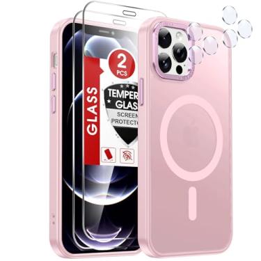 Imagem de LeYi Capa para iPhone-12-Pro-Max: Compatível com Magsafe [Tela de vidro temperado X2+ Protetor de lente da câmera X2] i Phone 12Pro Promax Capas iohone 12 Pro Max Magnetic Protective Girl Women, Rosa