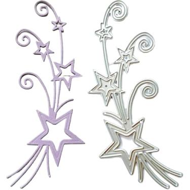 Imagem de Estrela de prata cortada para fazer cartões, scrapbooking, moldes de corte de metal vazados, parabéns, corte, aniversário, estampagem, estêncil, modelo para decoração de scrap-booking, cartão de