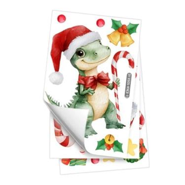 Imagem de IEUDNS Adesivo de Natal com Animais para Janela, Decoração de Janela, Enfeite de PVC para Casa, Dinossauro