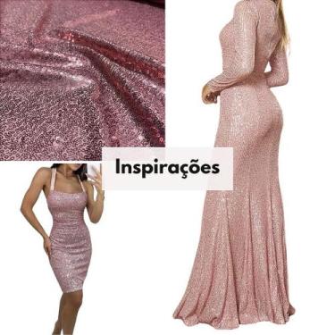 Imagem de Tecido Malha Paetê Bordado Magestic 1,45m Para Vestidos Femininos Fest