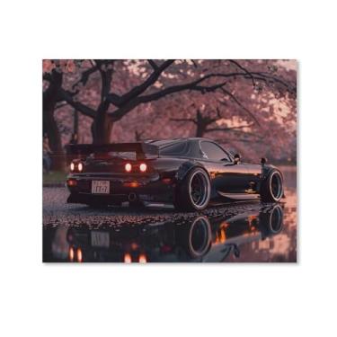Imagem de HouLaiZhe Modificado Rx7 Flor de cerejeira Jdm pôsteres de carro tela estética decoração de sala de parede impressões de parede sala de galeria decoração de parede para quarto sala de estar escritório