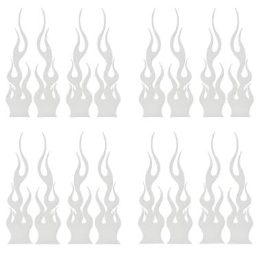 Imagem de Adesivo de vinil refletivo de chama, 16 peças, à prova d'água para carro, veículo de pista, motocicleta, bicicleta, skate e laptop, 15 cm/5,9 pol (cinza)