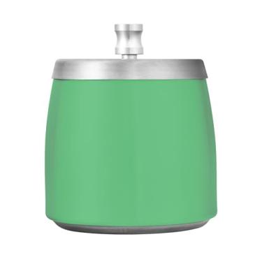 Imagem de Qilmy Cinzeiro de aço inoxidável verde com tampa - Cinzeiro de cigarro à prova de vento sem cheiro sem fumaça para casa, escritório, carro, pátio, varanda (uso interno e externo)