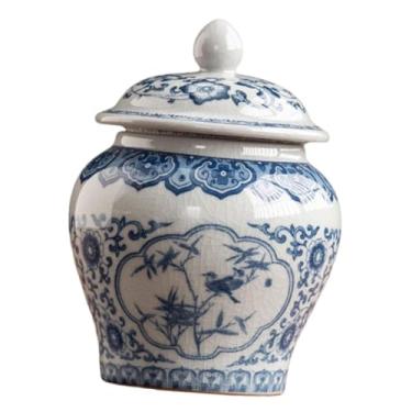Imagem de Fenteer Pote de cerâmica para chá, porta-chá de cozinha, decoração para casa em estilo chinês, com tampa hermética, Style B