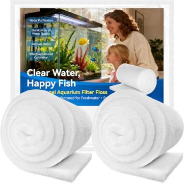 Imagem de Borlech Almofada de fio dental de filtro de aquário, acessórios de mídia de filtro para tanques de peixes e lagoas, água ultratransparente em pouco tempo, 0,9 cm - 2,5 cm de espessura (11,8 polegadas