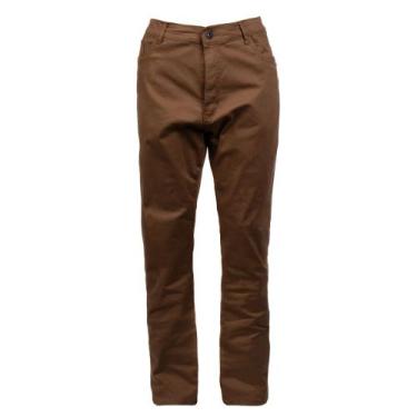 Imagem de Calça Masculina Gangster Plus Size Sarja Regular Marrom, Marrom, 52
