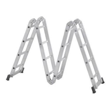 Imagem de Escada Articulada 4x4 em Alumínio 16 Degraus 4,48m - Reisam - Congratu