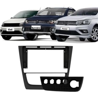 Imagem de Moldura Multimídia 9  Vw Gol, Voyage, Saveiro G6 Preta - (Padrão Chinê