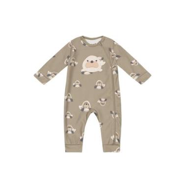 Imagem de Macacão bebê menino peluciado Brandili Baby, G, Marrom