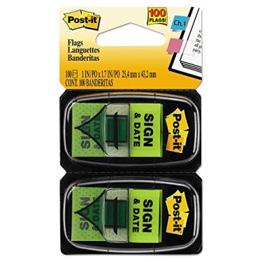 Imagem de Post-it Sinal Post-It 680Sd2 E Sinalizador De Mensagem De Data 1 Polegada X1-3/4 Polegadas 100/Pacote Verde