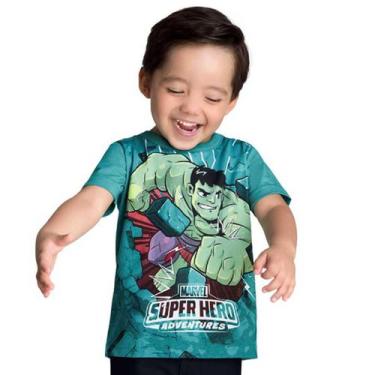 Imagem de Camiseta Infantil Manga Curta Hulk Super Hero Masculino Marvel Brandil