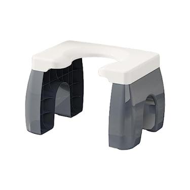 Imagem de Banquinho de banheiro agachado Mictório de agachamento leve destacável antiderrapante banquinho para pés para crianças e adultos idosos banheiro hotel, cinzento/branco