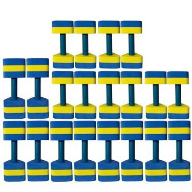 Imagem de Kit 10 Pares Halteres Hidroginástica em EVA P 1-2kg e M 2-3kg Azul/Amarelo Dafoca Sports