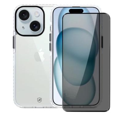 Imagem de Kit Capa Case Capinha Urus Branca e Pelicula Defender Pro Privacidade para iPhone 15 - Gshield