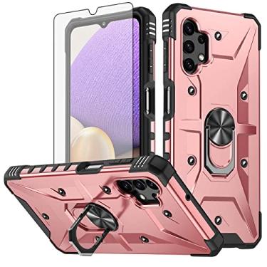 Imagem de Compatível com Samsung Galaxy A32 5G 2021 6,5 polegadas capa protetora de tela de vidro temperado com suporte de anel suporte magnético Gaxaly M32 G5 Galaxies A 32 32A S32 SM-A326U A326U ouro rosa