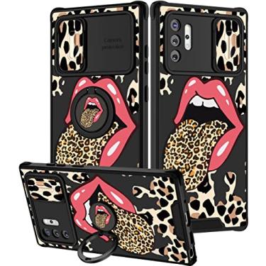 Imagem de Goocrux (2 em 1 para Samsung Galaxy Note 10 Plus Capa com estampa de leopardo para mulheres e meninas, estampa de oncinha, design de animal com capa de câmera deslizante + suporte de anel, capas de lábios vermelhos legais para Note 10 Plus 6,8 polegadas