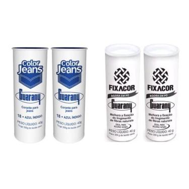 Imagem de Kit 2 FixaCor + 2 Corante Color Jeans Azul Indigo Guarany