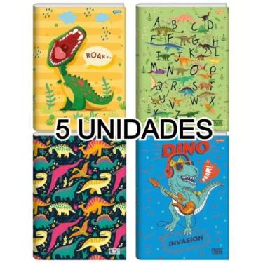 Imagem de Kit 5 Cadernos Brochurão 80 Folhas S/Pauta Desenho Capa Dura Infantil 
