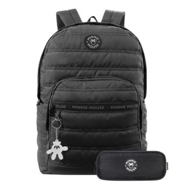 Imagem de Kit Mochila Costas Minnie Mouse Escolar Estojo Duplo Juvenil