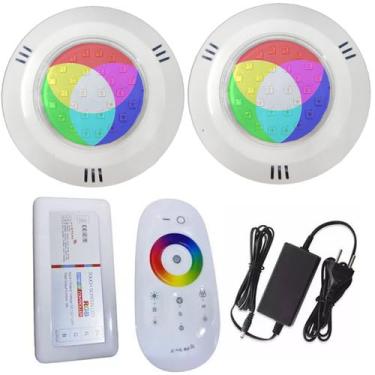 Imagem de Kit 02 REFLETOR LED PISCINA HIPER LED 15W ABS RGB ROSCA - Brustec