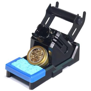 Imagem de YIHUA Suporte e sistema de armazenamento de ferro de solda X-2 Evolution avançado resistente ao calor com suporte de carretel de solda, limpador de pontas de lã de latão, esponja de limpeza, borda protetora, 5 compartimentos de armazenamento de pontas integradas